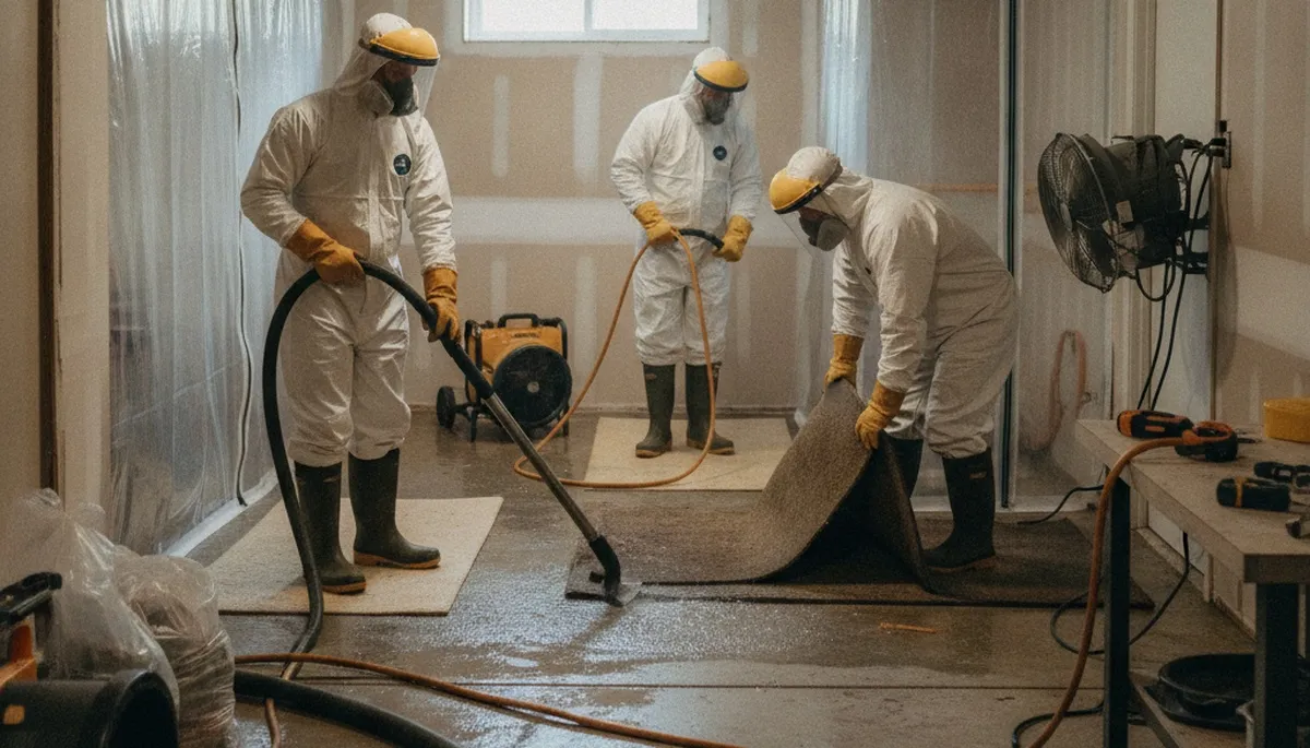 Basement flood cleanup in Birmingham, AL with water extraction and moisture removal