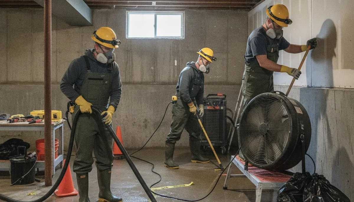 Basement flood cleanup in Birmingham, AL by water damage restoration crew