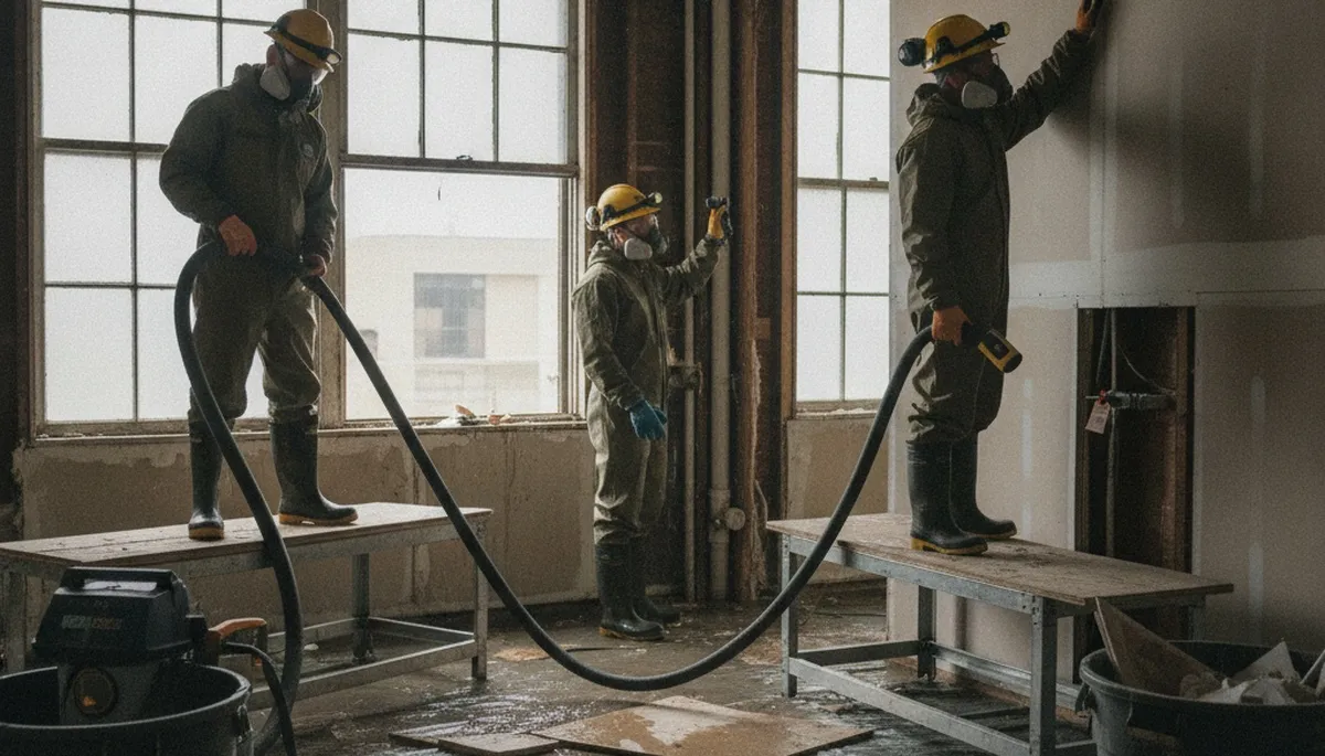 Water damage crew cleaning up a burst pipe in Birmingham, AL home
