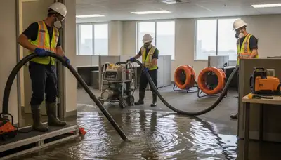 Emergency water removal crew serving Birmingham, AL homes after flooding and pipe leaks