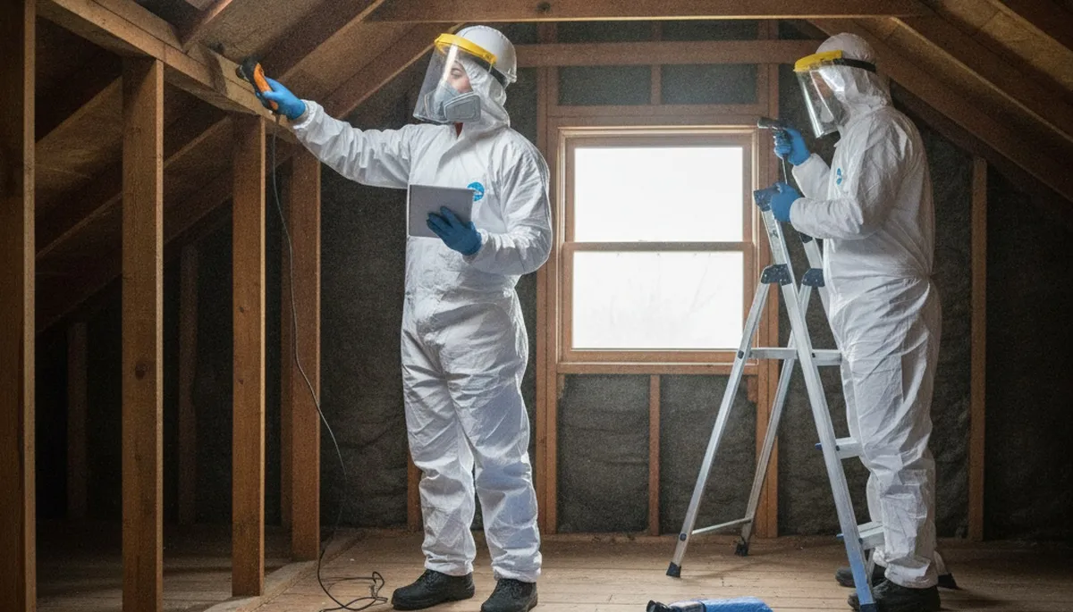 Mold inspection technician in Birmingham, AL checking a home for hidden water damage and moisture issues