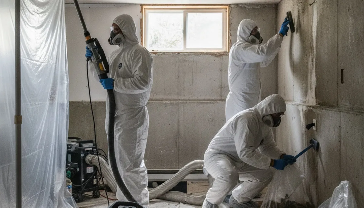 Birmingham, AL mold removal technician inspecting water damage in a home for same-day restoration service