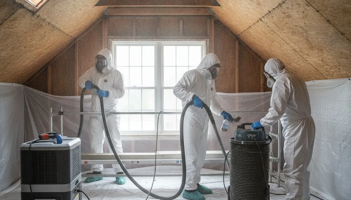 Mold removal crew inspecting water damage in Birmingham, AL home for 24/7 restoration service