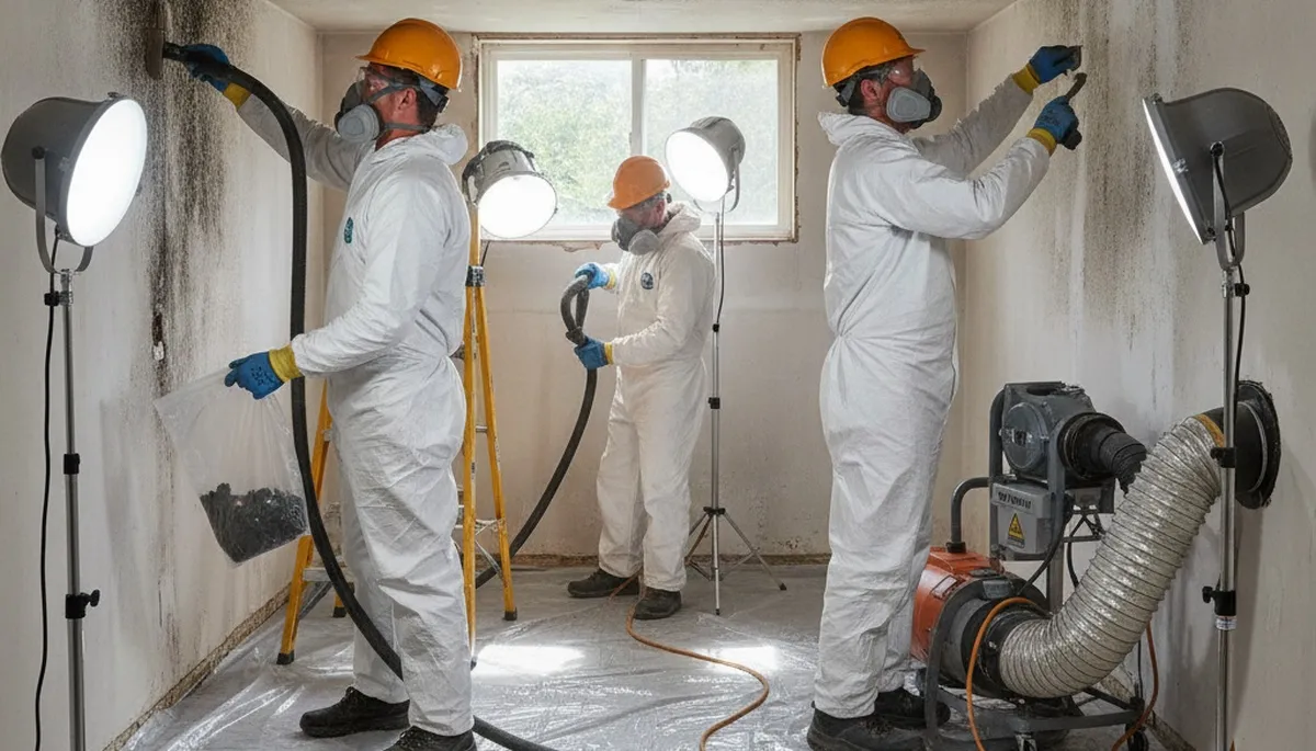 Mold removal technician inspecting Birmingham, AL home for water damage and moisture intrusion
