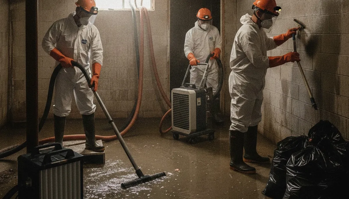 Sewer backup cleanup crew in Birmingham, AL restoring a home after wastewater damage
