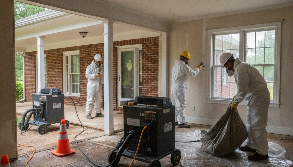 Water damage restoration team serving Birmingham, AL with professional cleanup equipment