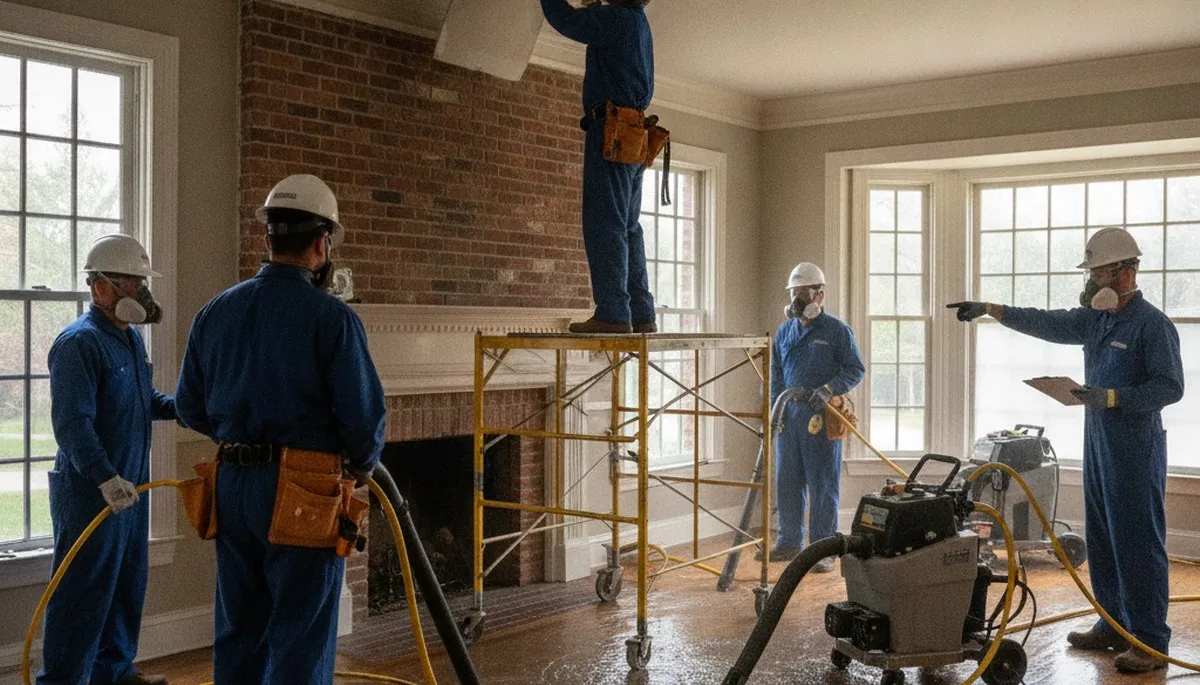 Water damage restoration technicians serving Birmingham, AL with professional cleanup equipment