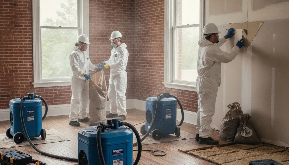 Water damage restoration team in Birmingham, AL inspecting flooded property for cleanup and repair