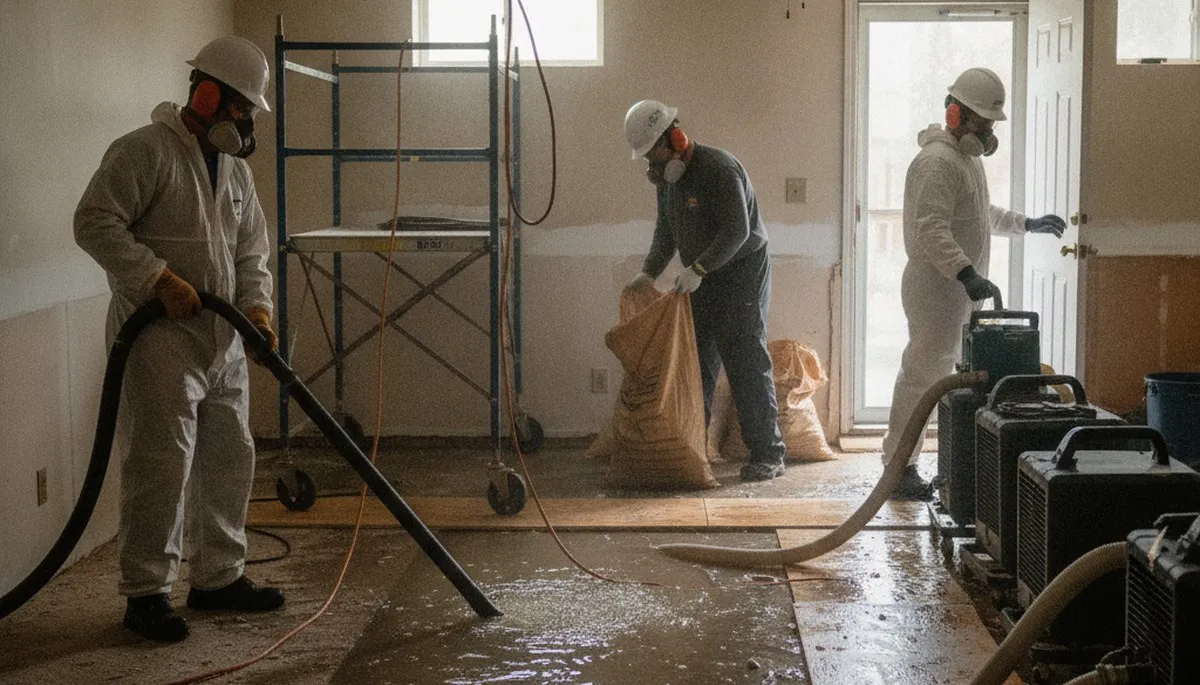 Birmingham, AL water damage restoration team drying a flooded home after heavy rain